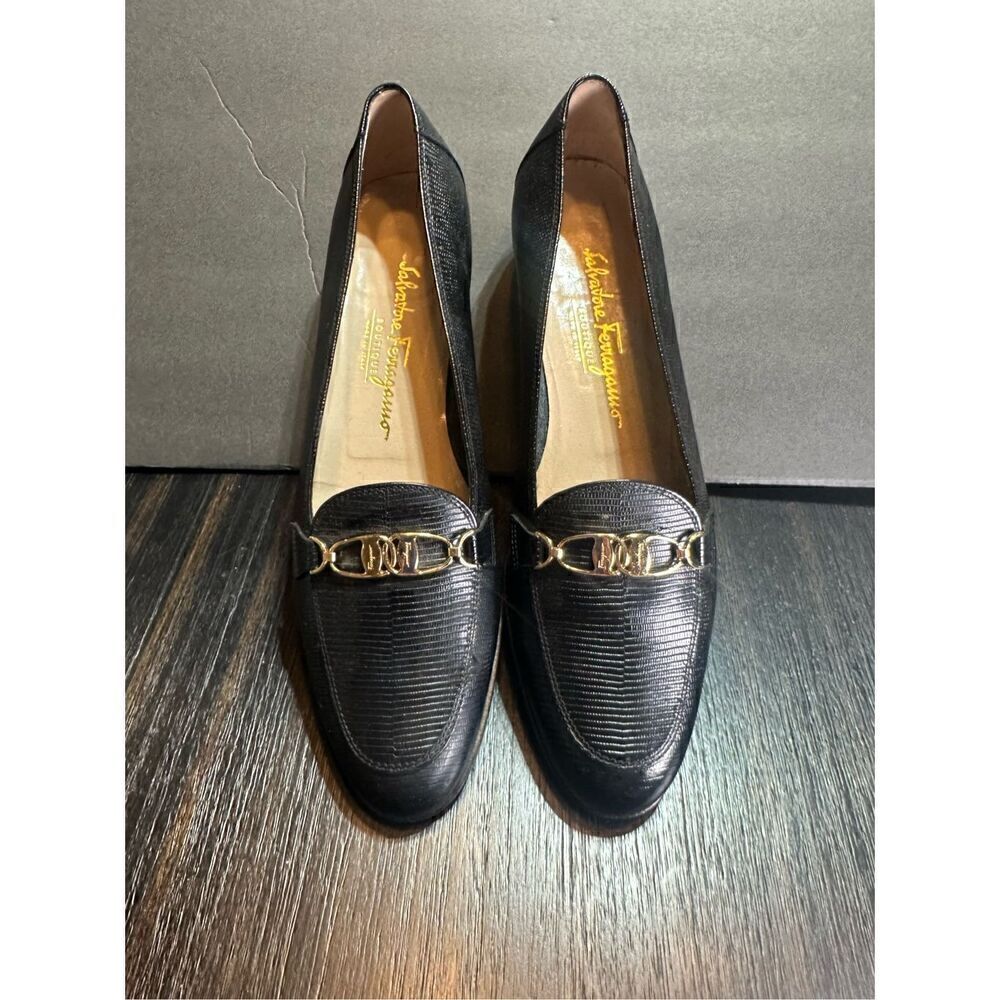 Salvatore Ferragamo women’s black loafers size 10 AAA